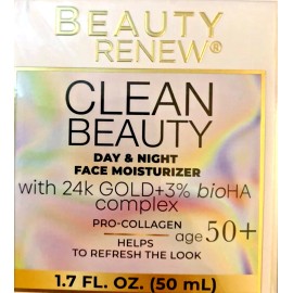 Beauty Renew 50+ Day & Night Face Moisturizer 24k Gold + 1.7 fl.oz FREE Shipping