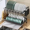 ILWorkTLs 2 Tier Dish Drying Rack with Drainboard,Wine Glass Holder,Cutting