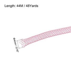 QUARKZMAN 48 Yards Mesh Tube 3/16 Inch Decorative Tubes Flex for Wreath Gift Decorations Birthday and Wedding Party Crafts - Pink