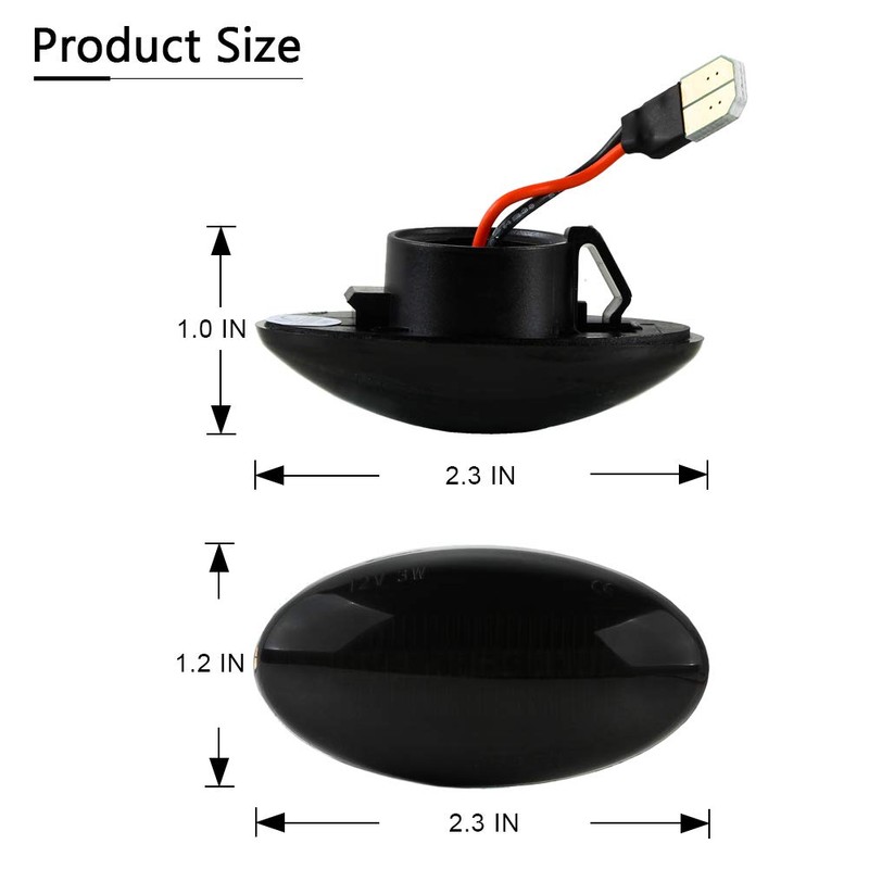 Gempro LED Side Marker Turn Signal Light Lamp Assembly for