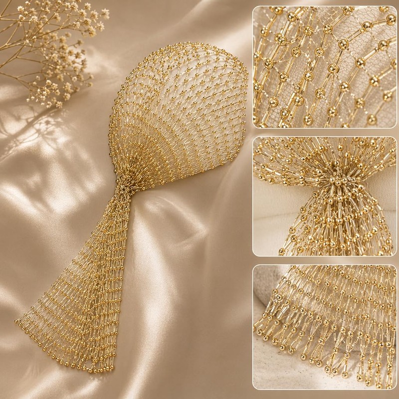 Gold Headpiece, 90cm Chainmail Sequin Bandana Hair Accessory