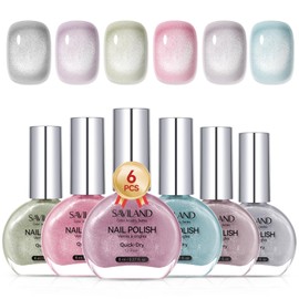 SAVILAND Color Artistry Katzenaugen Nagellackset: Schnell Trocknend 6 Farben Magnetischer Nagellack Geschenkset Fingernagellack Lufttrocknender Nagellack für Glasperlen Effekt Katzenaugen Maniküre
