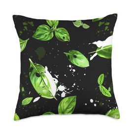 Basil Leaves Abstract Color Splash Throw Pillow