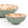 ANDALUCA Decorative Metal Turquoise Copper Finish Clamshell Bowls Set of