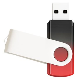 REWBOAT 1 Pack Red-Black 8GB USB Flash Drive Gradient Color 2.0 Memory Stick Wholesale Bulk Swivel Design Thumb for Data Storage