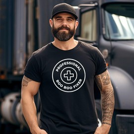 Professional Boo Boo Fixer Funny Caregiver Gift Cute Humor First Aid Theme Bold Graphic Design T-Shirt Red XX-Large