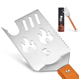 Grillspatel für Grill, Multifunktion Grillwerkzeug, Grillbesteck mit Holzgriff, Multifunktionales Grill Zubehör, Papa-Geschenke, Geschenke für Männer, Grill Geschenke für Männer