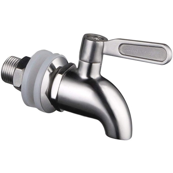 Kinnor Stainless Steel Faucet, 0.6 inch (16 mm), Bottle Faucet, For Barrels, Liquor Barrels, Shochu Server, Igloo Jug, Beer Server, Water Jug, Cock, Pour Replacement Faucet, Stainless Steel Material, Durable, No Corrosion or Scalee, Silver