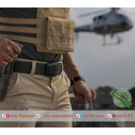 BULLIANT Tactical Belt for Men, Men Stretch Nylon Web Gift Belt 1.5"-Hiking Rigger Military Work-Quick Release(Black,42"-46" Waist Adjustable)