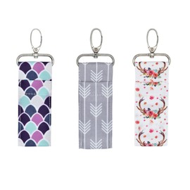 LIFKOME 2pcs Women Pouch Keychain with Printed Design Fashion Lipstick Holder Key Ring for Easy Access for Essential Oil Rollers present for Women