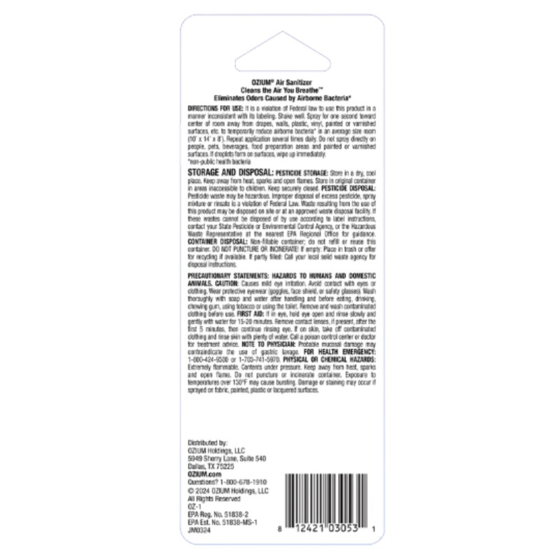 Ozium 0.8 oz. Air Sanitizer & Odor Eliminator for Homes,