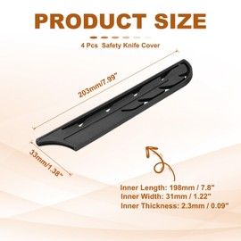 PATIKIL ABS Safety Knife Cover Sleeves for 8" Bread Knife, Universal Chopping Edge Guard Blade Protector Sheath for Kitchen Bar, Black, 19.8cm L, Pack of 4