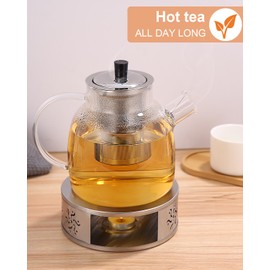 1500ML Teekanne mit Siebeinsatz,Teekanne mit Stövchen,1.5L Teekanne, Teekanne,Teekanne Glas mit Siebeinsatz,Teekanne mit Sieb Tea Pot,Tee kanne,Teekanne mit Siebeinsatz und Stövchen