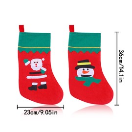 Christmas Stockings, 2 Pcs Santa Claus & Christmas Snowman Styles Xmas Hanging Stockings for Fireplace Decoration, Christmas Party (14.1 * 9 in)