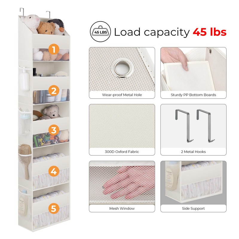 GRANNY SAYS Over The Door Organizer, 5-Shelf Behind The Door