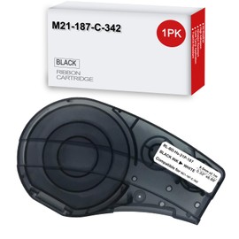 Compatible for M21-187-C-342 Heat Shrink Tubing for Control and Electrical Panels, Wire Harness, Black on White-for M210, M210-LAB, M211, BMP21-PLUS and BMP21-LAB Printers, 335" W 7' L