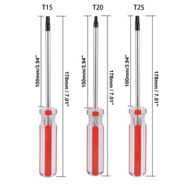 3-Pack Torx Security Screwdriver with Magnetic Tip Plastic Grip with CR-V Shaft, Torx Screwdriver for Computer Repairing, Home Appliances (T15+T20+T25)