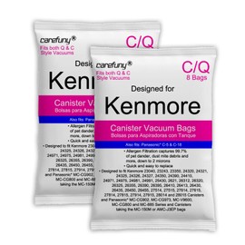 CAREFUNY 16 Pack Style C/Q Canister Vacuum Bags Compatible with Kenmore Canister 50104 5055 50557 50558 Type C-5 Vacuums