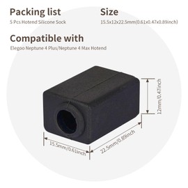 5PCS Hotend Silicone Cover for Neptune 4 Plus Silicone Sock Kit Heater Block Sleeve Hotend Part Extruder Replacement for Neptune 4 Pro 3D Printer Accessories