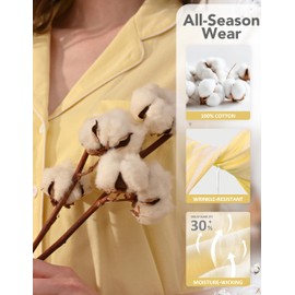 NAP BOUND Cotton Pajamas for Women Set Button Down Cotton Short Sleeve and Pants with Pockets Pjs 2 Piece Yellowish Notch Collar Lounge Sets XS-XXL Soft Sleepwear (ShortSleeveYellowish,XS)