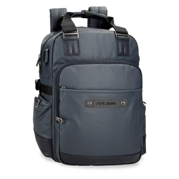 Pepe Jeans Hatfield Laptop Backpack 15" Blue 28x40x16cm Polyester 17.92L, blue, One Size, Laptop Backpack