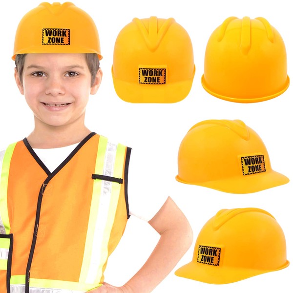 Anapoliz Kids Construction Hat | Yellow, Plastic Childrens Hard Hat | Toy Construction Worker Helmet for Kids | Dress Up, Costume, Child Party Hat | Safety, Engineer Hard Plastic Cap