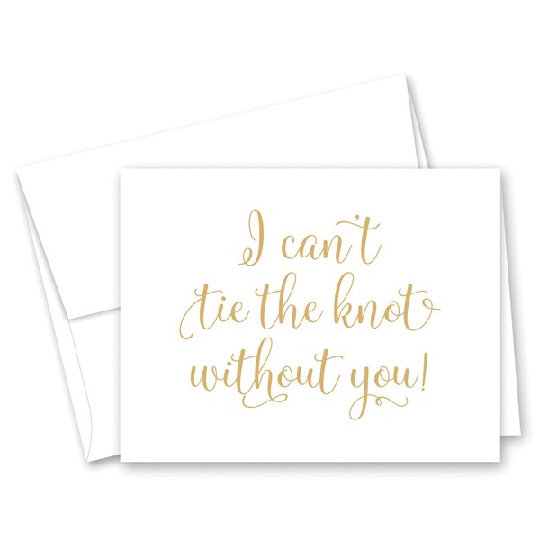 12 cnt Will You Be My Bridesmaid Cards I Can't Tie the Knot Without You (Gold)