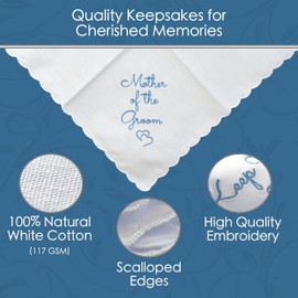 AERAI GROUP - Pañuelo de boda de algodón con bordes festoneados, 12 x 12 pulgadas, Azul lavanda, Large