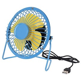 MIK funshopping USB Fan Mini Retro Summer Holidays 14.6 x 15 cm (Blue - Yellow)