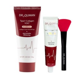 Dr. Qman Type1 Collagen 100 Cream Pack Premium (100g x 1 container + 60g x 4 containers + 1 brush) / 닥터큐먼 Type1 콜라겐100 크림팩 프리미엄( 100g x 1통 + 60g x 4통 +브러쉬 1개)