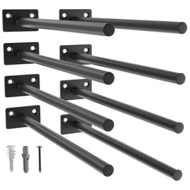 LEOPO 8-Pack 10 inch Floating Shelf Brackets, Hidden Shelf Bracket for Wood, Concealed Blind Shelving Support,Invisible Black Coated Brackets for DIY Decorative,Fit for Kitchen, Bathroom,Study Room