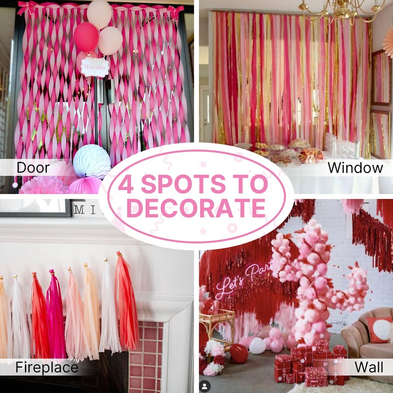 PartyWoo 9649 - Serpentinas de papel crepé (4 rollos)