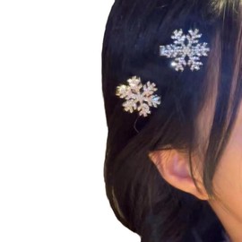 Silver Snowflake Hair Clips for Women Girls 4 Pcs Xmas Snowflakes Hair Clip Snowflake Hair Accessories for Women Girls Snowflakes Hair Barrette Christmas Holiday Hair Clips