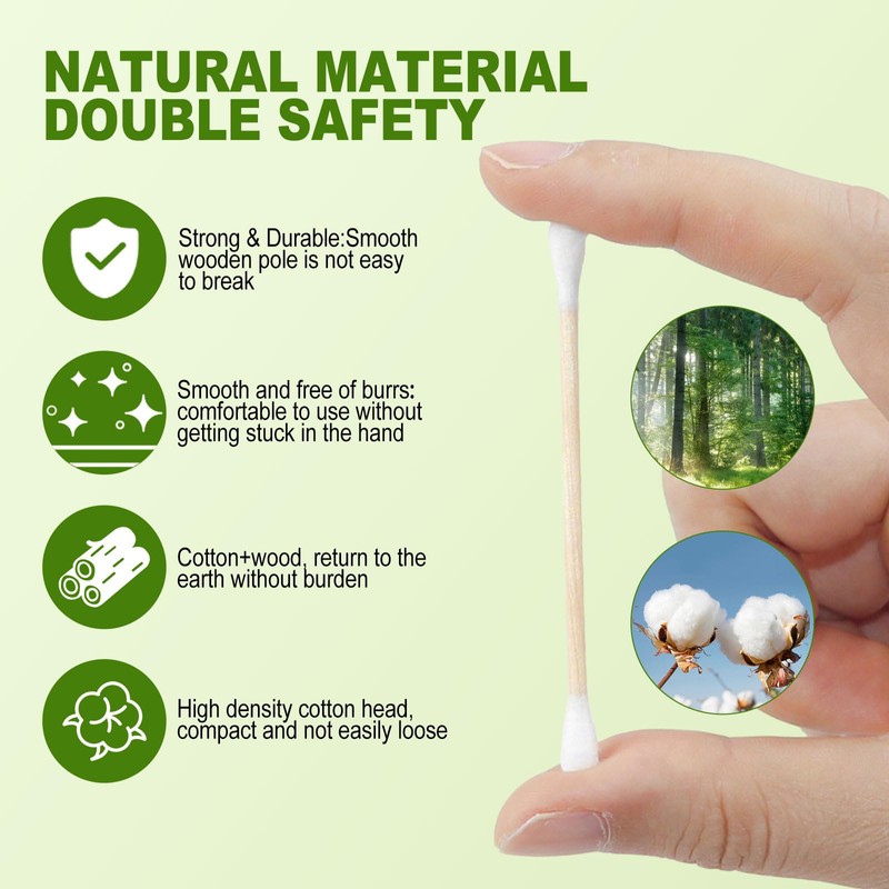 Cotton Swabs with Wooden Stick Double Round Buds,Cotton Swabs Bulk