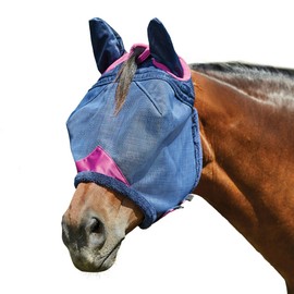 WeatherBeeta ComFiTec Deluxe Durable Mesh Mask with Ears, Navy/Purple, Pony
