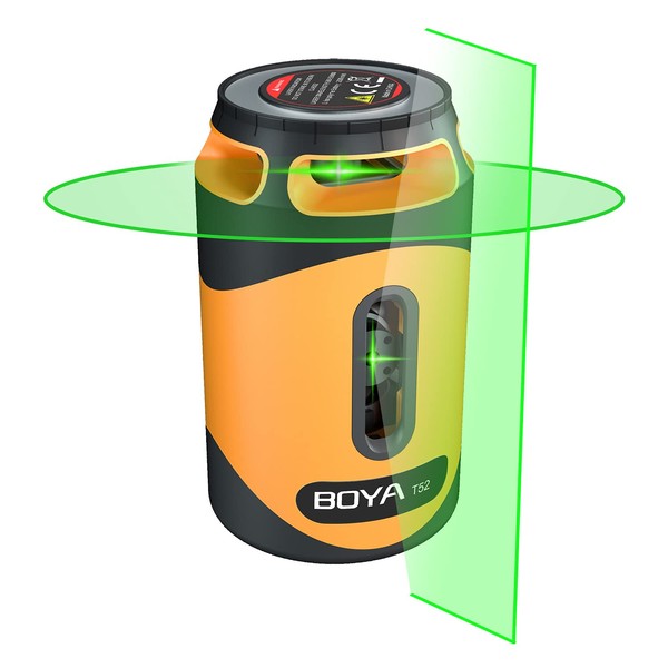 BOYA T52 Laser Marker, Green Laser Line, Vertical, Horizontal, Full Perimeter, Storage Case, Cross Line Level, Laser Class 2, Japanese Instruction Manual