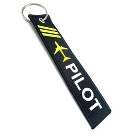 SNS Components Pilot Plane Aviation Fly Safe I Need You Here Flight Black Woven Embroidered Luggage Tag Keyring Keychain