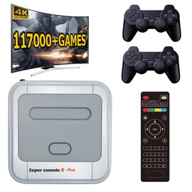 Kinhank Retro Game Console 256GB, Super Console X PRO Built in 117,000+ Games Video Game Console for 4K TV Support HDMI Output, with 2 Gamepads Support 5 Players