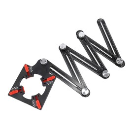 Alnicov Aluminum Alloy Multi-Angle Measuring Ruler 6-Sided Tile Hole Jig Tool with Punch Locator Portable Angle Measuring Instrument for Tile Woodworking DIY Projects