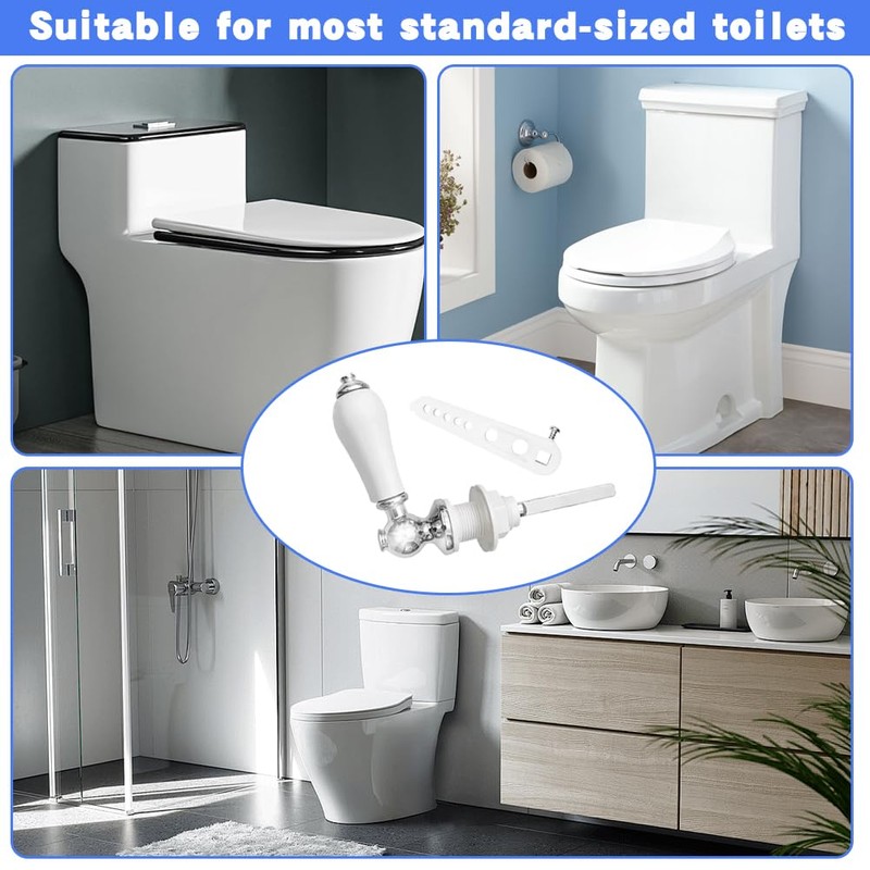 Ceramic Flush Handle, Universal Fit Lever with Anti-Slip Grip, Rust-Resistant
