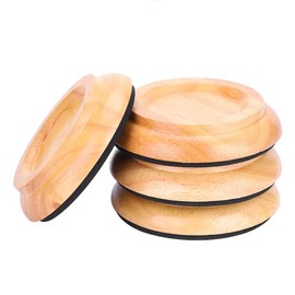 4 Pieces Floor Protectors Piano Caster Cups Piano Foot Pads, Round Beech Wood Piano Caster Cup Foot Pad Set Upright Piano Caster Cups Accessories (Wood)