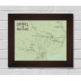 Catskill High Peaks Map 11x14 Print (Sage | Walnut Frame)