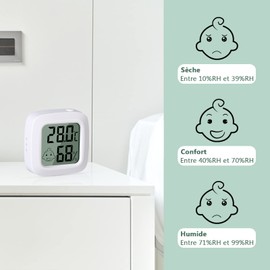 Vinabo Pack of 2 Room Thermometers, Thermometers, Thermo-Hygrometer with High Accuracy, Digital Hygrometer Indoor, Mini Digital Temperature Meter, Moisture Meter, for Baby Room, Living Room, Office