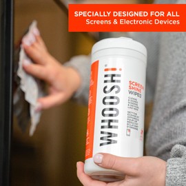 WHOOSH! Screen Shine 90 Count Touch Screen Cleaner Wipes for Car, OLED, TV, Eyeglasses, Laptop – Lint-Free, Non-Abrasive Wipes – Streak-Free Finish – Non-Toxic & Odorless – Microsuede Cloth Included