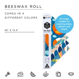 Honeybee Beeswax Wraps - Poppy Pattern Beeswax Roll -Certified Organic Cotton Beeswax Wrap - Reusable Beeswax Food Wrap - Plastic Wrap & Sandwich Bags Alternative - 40’’ x 13’’