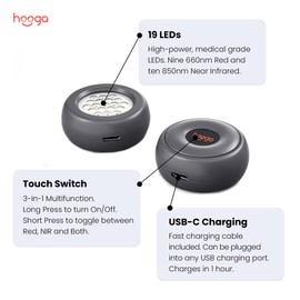 Hooga- Dispositivo de terapia de luz roja, dispositivo de terapia de luz infrarroja cercana que se adhiere. LED portátiles de alta potencia para aliviar el dolor, la recuperación muscular y las articu