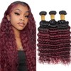 26 28 30 Inch Burgundy Bundle Ombre Red Deep Wave