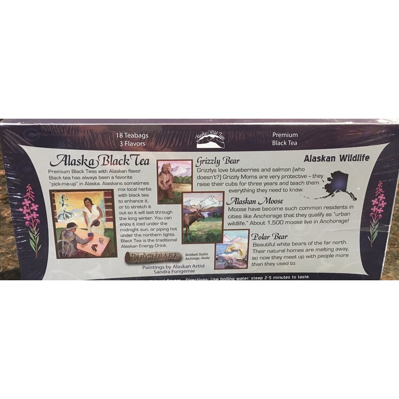 Alaska Alaskan Black Wildlife Tea Sampler 18c ct 3 Flavors