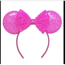 CLGIFT Red Sparkle, Silver Gold Blue, Custom Mouse Ears, Classic Red Sequin Mickey Ears (All Neon Pink)