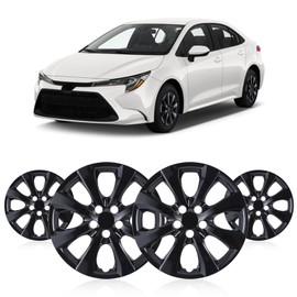 WOLFSTORM 16" Hubcaps for Toyota Corolla 2009-2026/ Corolla Hybrid LE 2023-2026/ Matrix 2009-2014 Steel Wheels, R16 Car Hubcaps Snap On Installation 16 Inch Wheel Rim Cover Set of 4, Black Lacquer